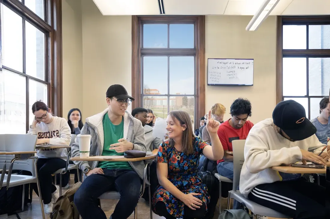 Mathematics education professor Nicole Fonger teaching a class.